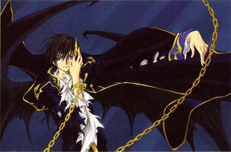 Anime Character with Wings — Blue, Dramatic, Night, Manga, Chains, Purple Eyes