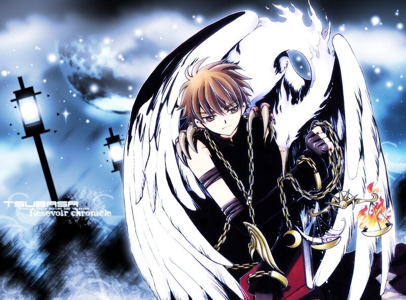 Anime Character with Wings — Blue, Dramatic, Night, Manga, Chains