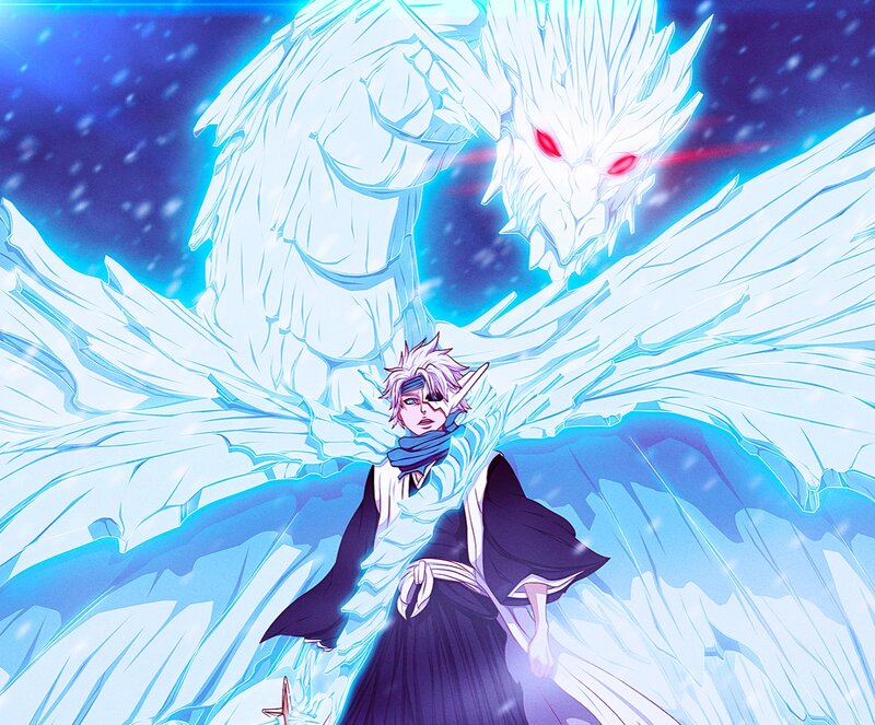 Anime Character with Wings — Blue, Dramatic, Night, Manga, Ice Dragon