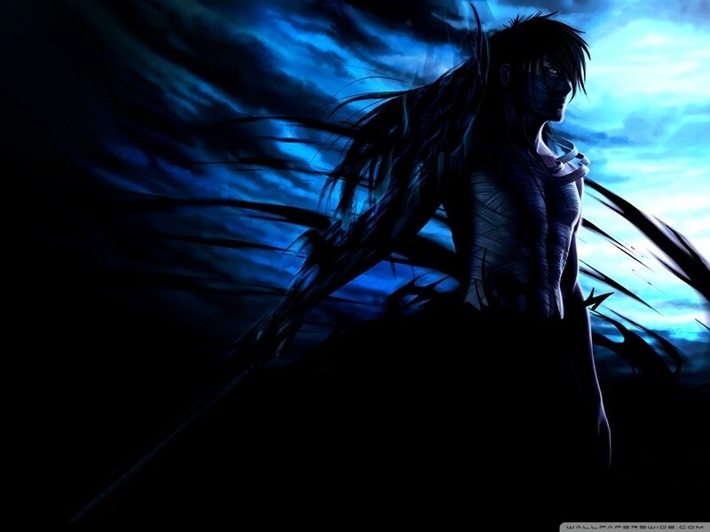 Anime Character with Wings — Blue, Dramatic, Night, Manga, Sword
