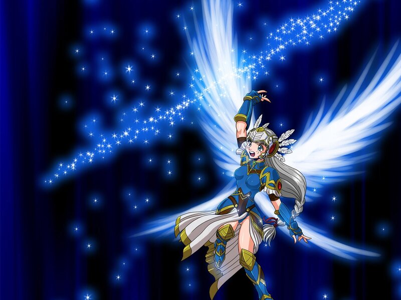 Anime Character with Wings — Blue, Dramatic, Night, Stars
