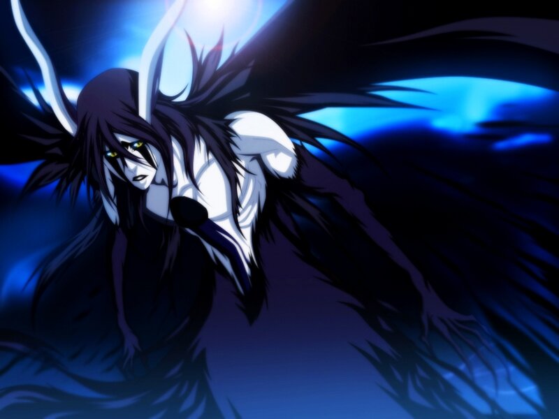 Anime Character with Wings — Blue, Dramatic, Night, Yellow Eyes