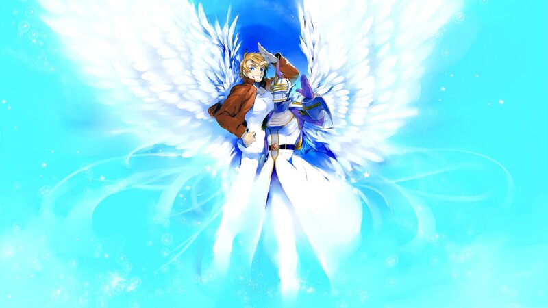 Anime Character with Wings — Blue, Serene, Digital Art, Armor