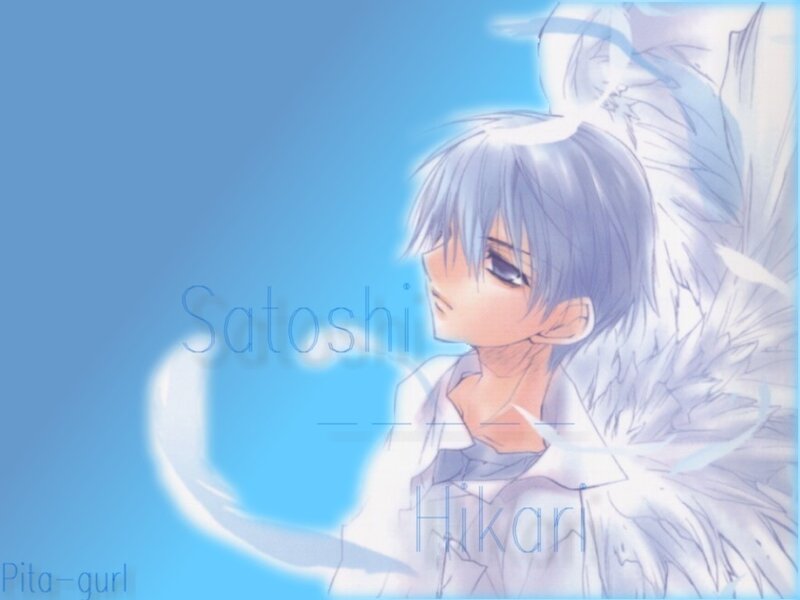 Anime Character with Wings — Blue, Serene, Digital Art, Text