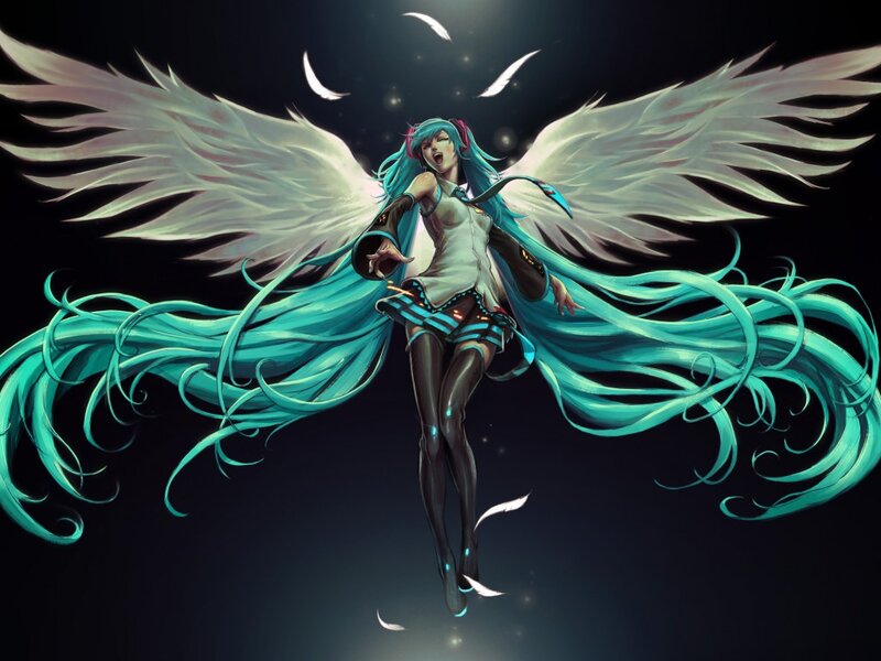 Anime Character with Wings — Cyan, Dramatic