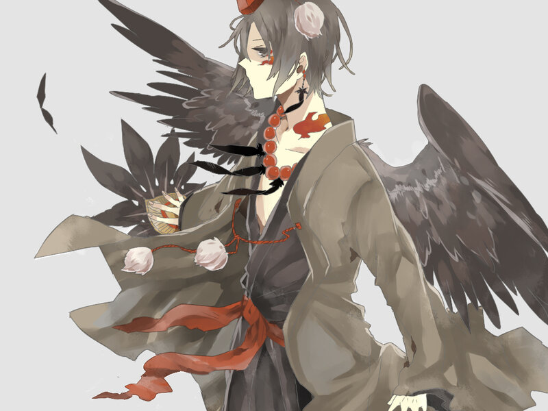 Anime Character with Wings — Gray