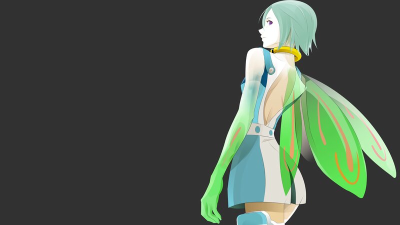 Anime Character with Wings — Green, Calm