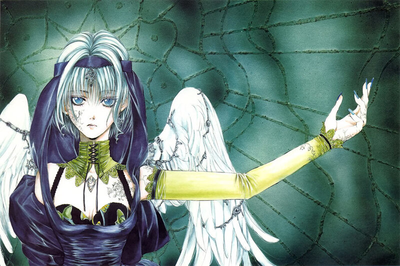 Anime Character with Wings — Green, Dramatic, Manga, Chains