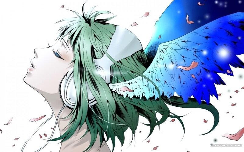 Anime Character with Wings — Green, Serene, Manga