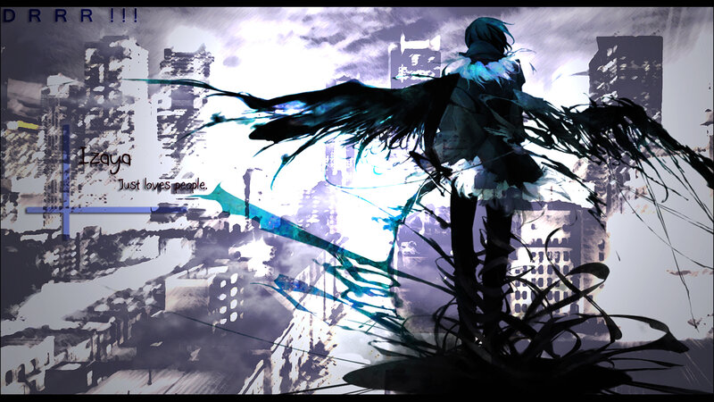 Anime character with wings in city