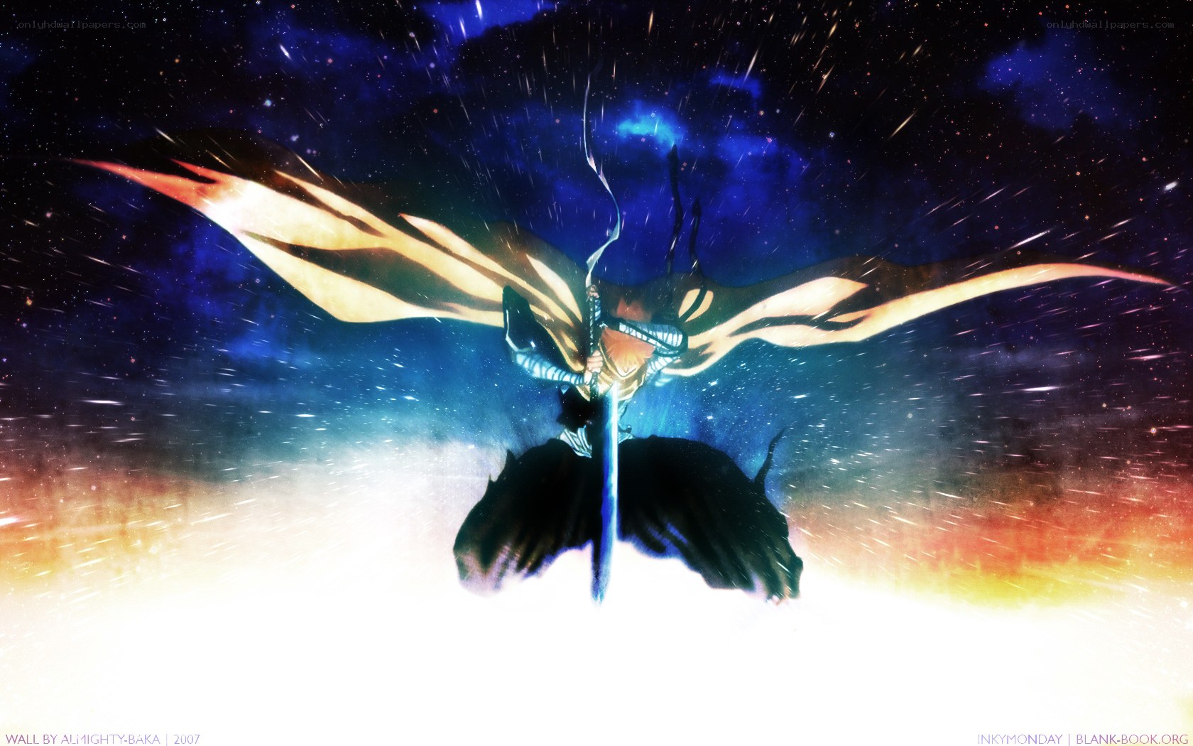 anime character with wings in space