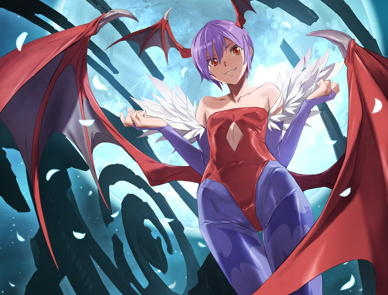 Anime Character with Wings — Purple, Dramatic, Demon Horns