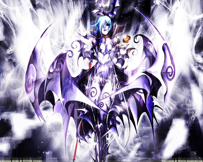 Anime Character with Wings — Purple, Dramatic, Digital Art, Apple