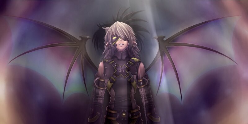 Anime Character with Wings — Purple, Dramatic, Digital Art, Armor