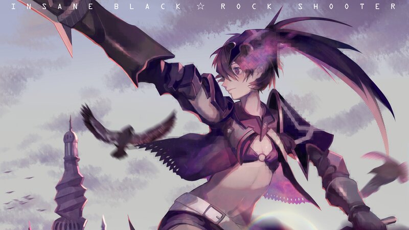 Anime Character with Wings — Purple, Dramatic, Digital Art, Birds