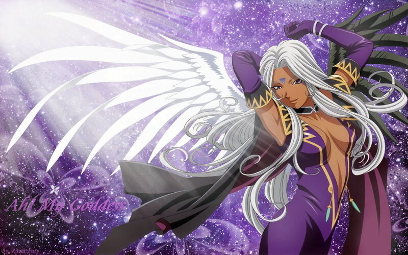 Anime Character with Wings — Purple, Dramatic, Long Hair