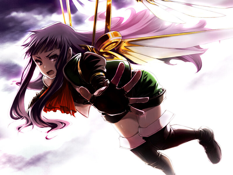 Anime Character with Wings — Purple, Dramatic, Manga, Clouds