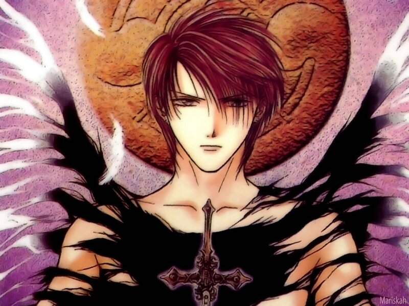 Anime Character with Wings — Purple, Dramatic, Manga