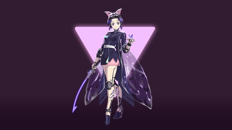 Anime Character with Wings — Purple, Dramatic, Night, Digital Art, Sword