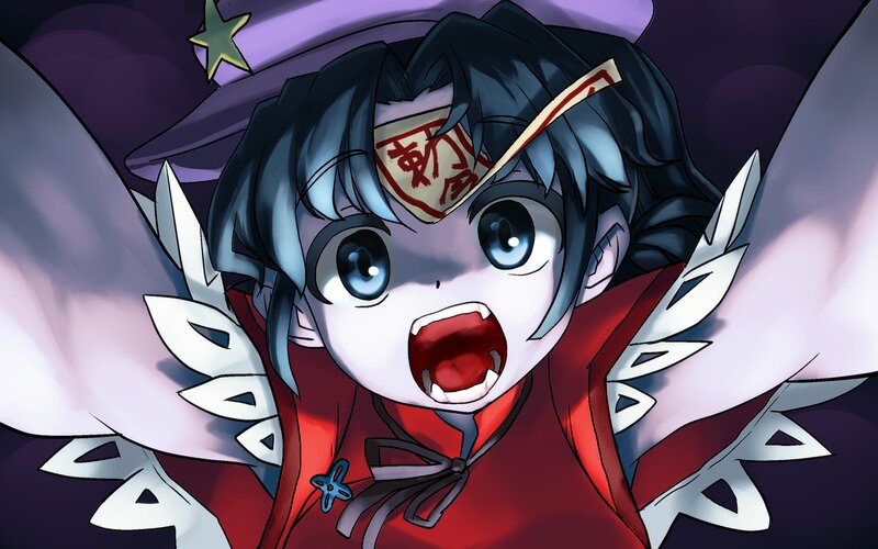 Anime Character with Wings — Purple, Dramatic, Night, Hat