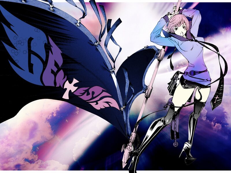 Anime Character with Wings — Purple, Dramatic, Night, Sword