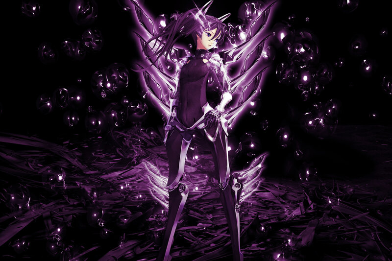 Anime Character with Wings — Purple, Dramatic, Night