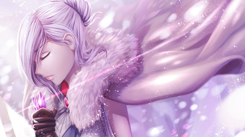 Anime Character with Wings — Purple, Serene