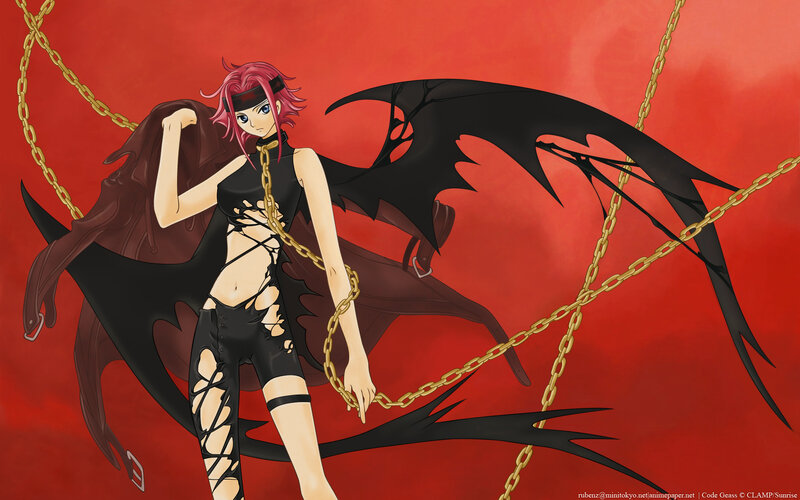 Anime Character with Wings — Red, Dramatic, Chains