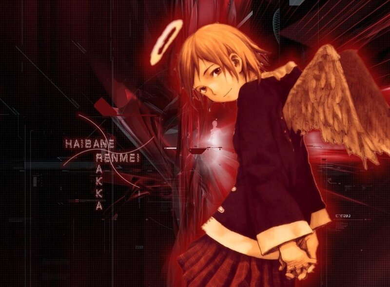 Anime Character with Wings — Red, Dramatic, Halo