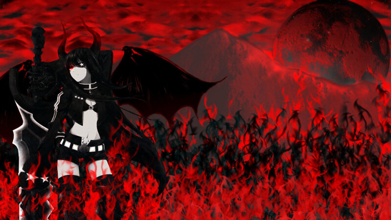 Anime Character with Wings — Red, Dramatic, Night, Digital Art