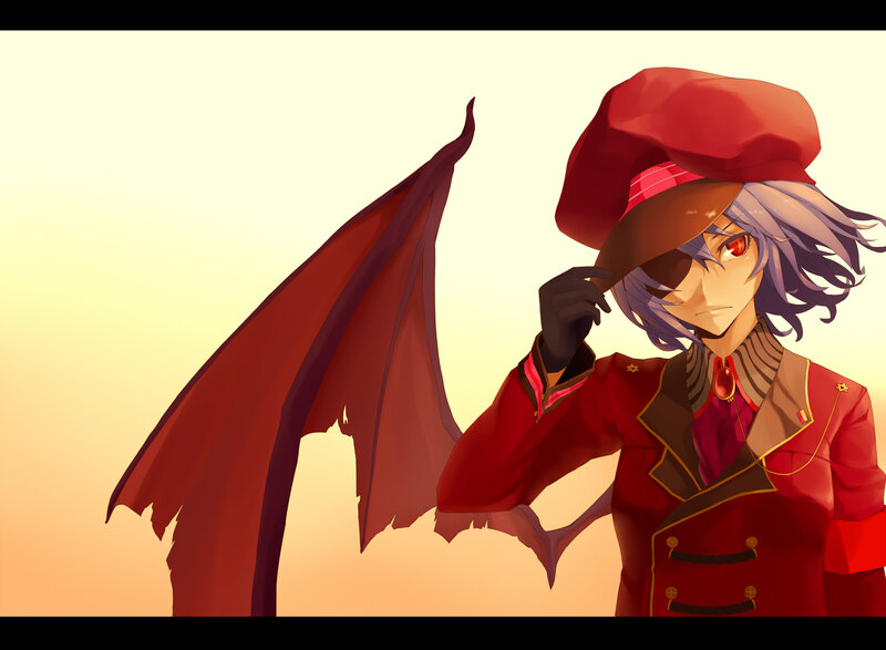 Anime Character with Wings — Red, Dramatic, Sunset