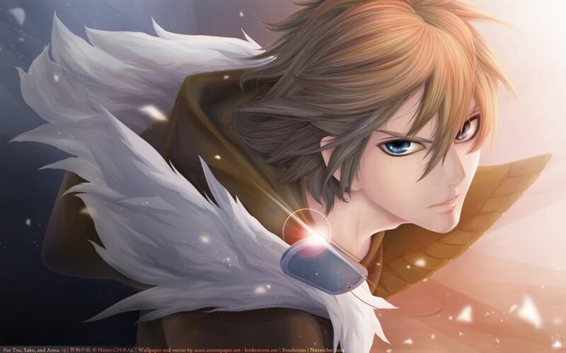 Anime Character with Wings — White, Dramatic, Digital Art, Blue Eyes