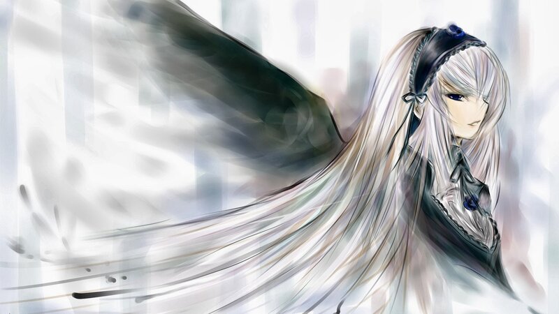 Anime Character with Wings — White, Dramatic, Digital Art, Long Hair