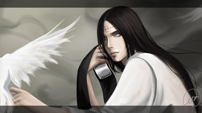 Anime Character with Wings — White, Dramatic, Digital Art, White Wings
