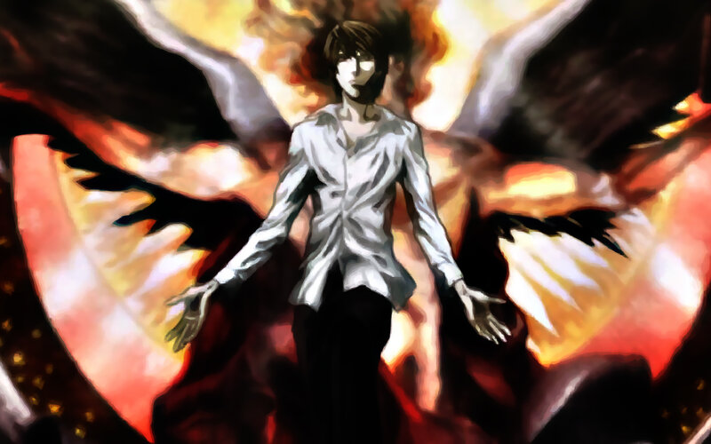 Anime Character with Wings — White, Dramatic, Manga, Flames