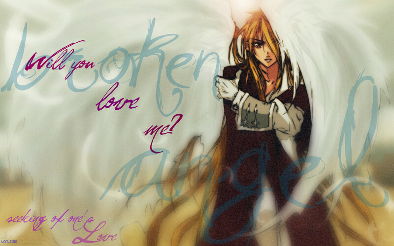 Anime Character with Wings — White, Dramatic, Manga, Text
