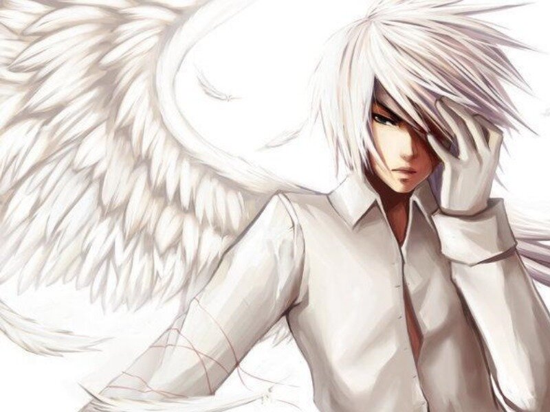 Anime Character with Wings — White, Dramatic, Manga