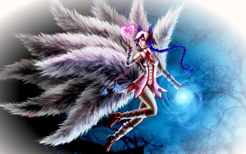 Anime Character with Wings — White, Dramatic, Night, Digital Art, Heart