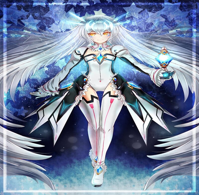 Anime Character with Wings — White, Dramatic, Night, Digital Art, Lamp