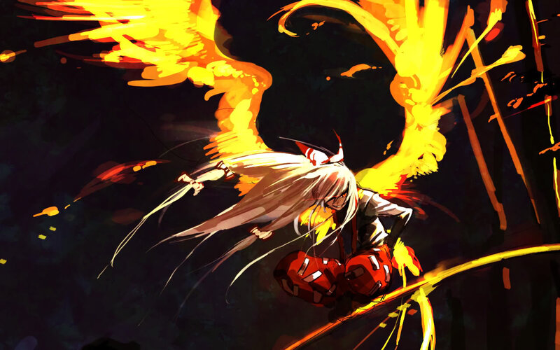Anime Character with Wings — Yellow, Dramatic, Night, Digital Art