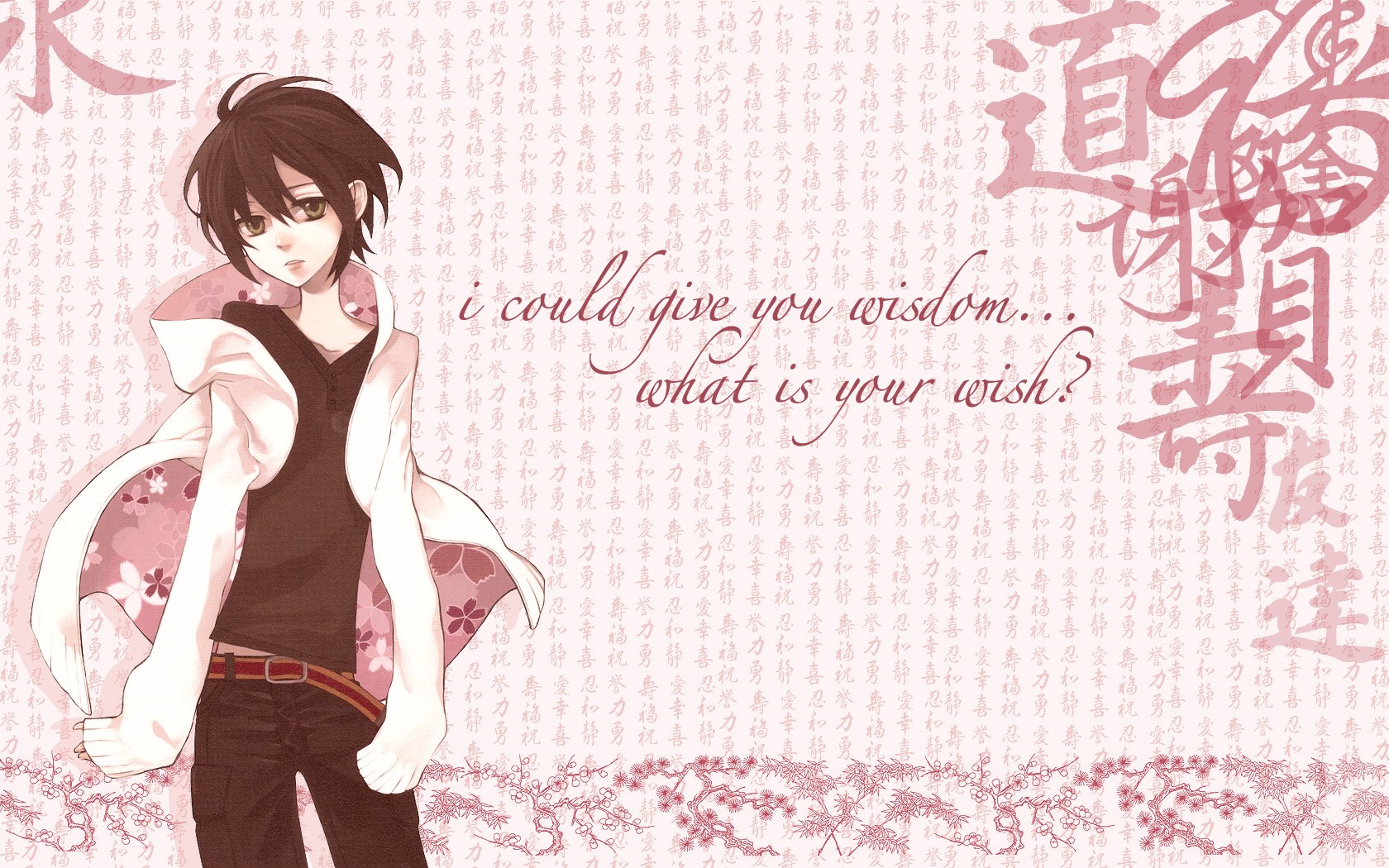 anime character with wish text