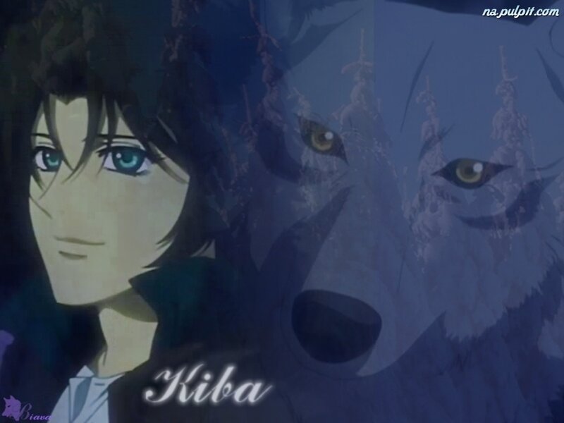 Anime Character with Wolf — Blue