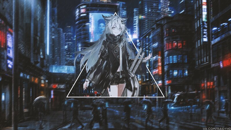 Anime Character with Wolf Ears — Blue, Dramatic