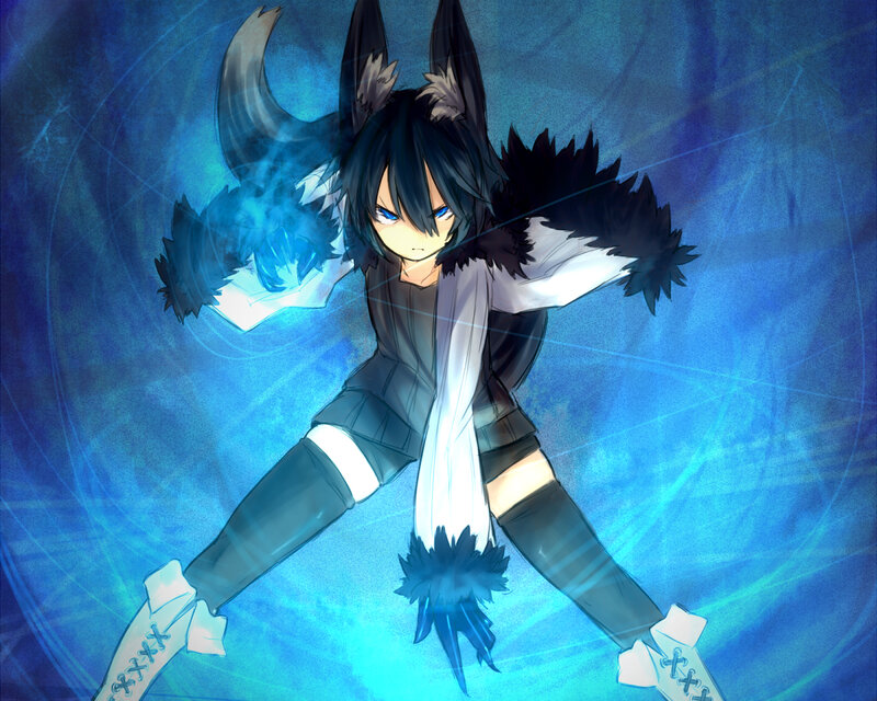 Anime Character with Wolf Ears — Blue