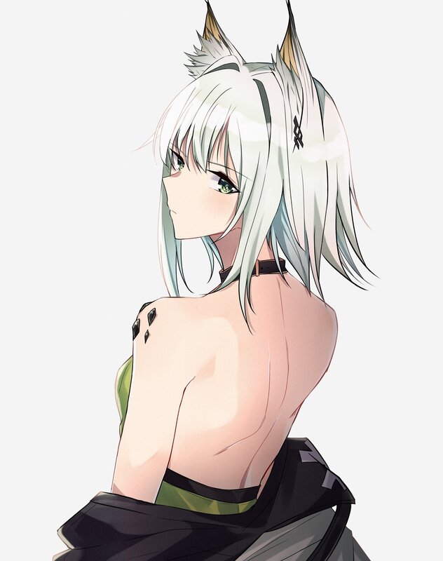 Anime Character with Wolf Ears — White