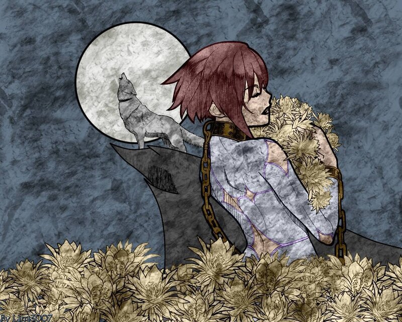 Anime Character with Wolf — Gray