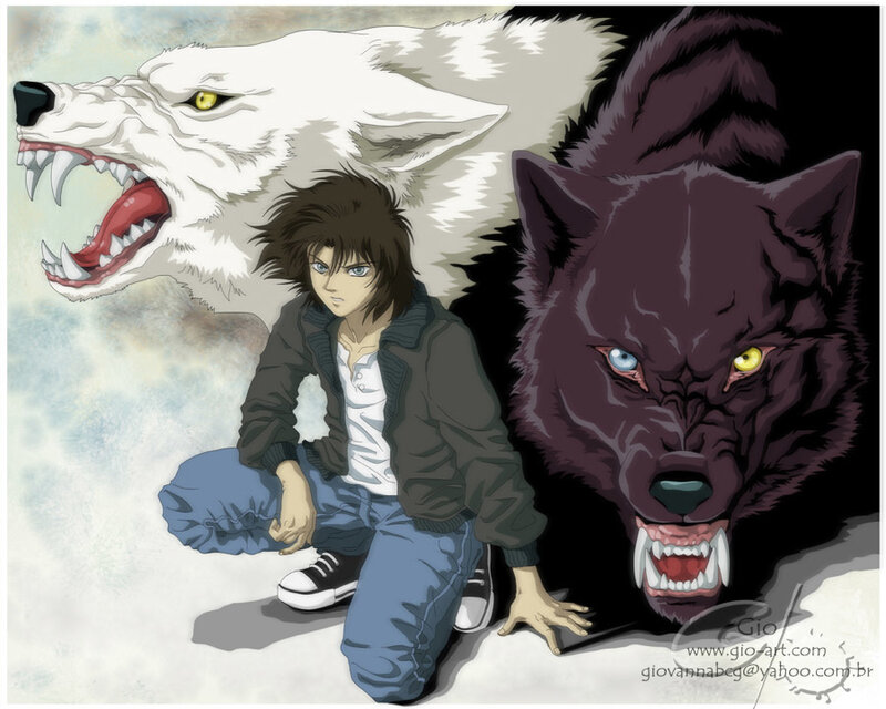 anime character with wolf spirits