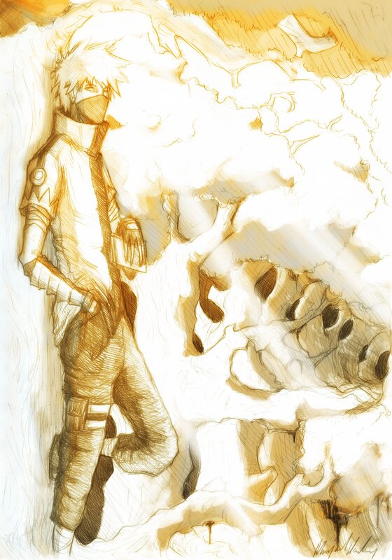 Anime Character with Wolf — Yellow