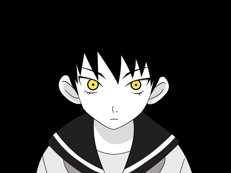 anime character with yellow eyes