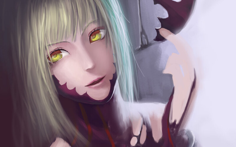 anime character with yellow eyes